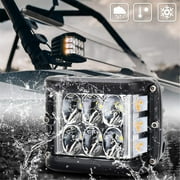 WKSCLPAI Super Bright 36W Led Pod Lights for Truck Atv - White Strobe Side Color,High Visibility Off-Road Truck Lights,121° Spot Beam with Amber Flash,Durable Aluminum Housing,Easy Mounting